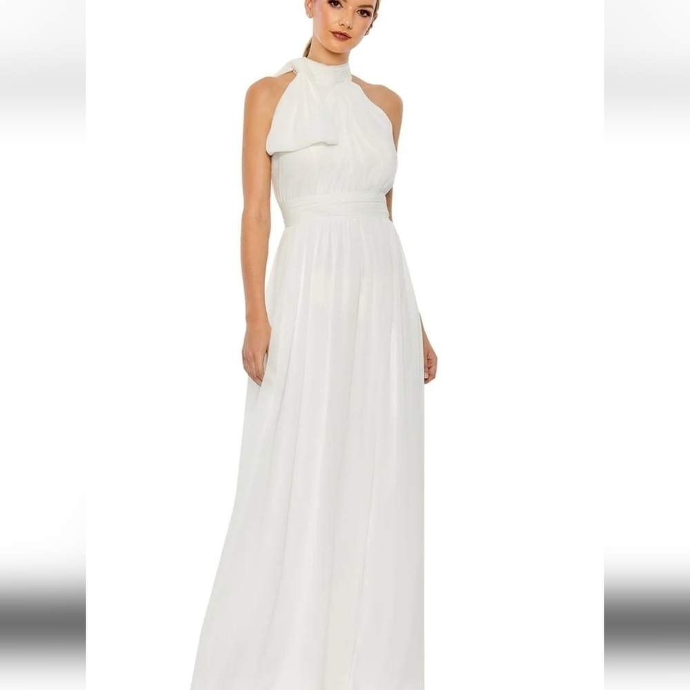 Ieena for Mac Duggal High Nack White Chiffon 16 NWT could be a wedding gown